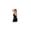 Mini-robe sexy noire scintillante dos nu décolleté bénitier 